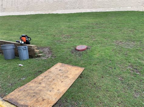 Track mats, plywood, or just repair lawn from equipment damage